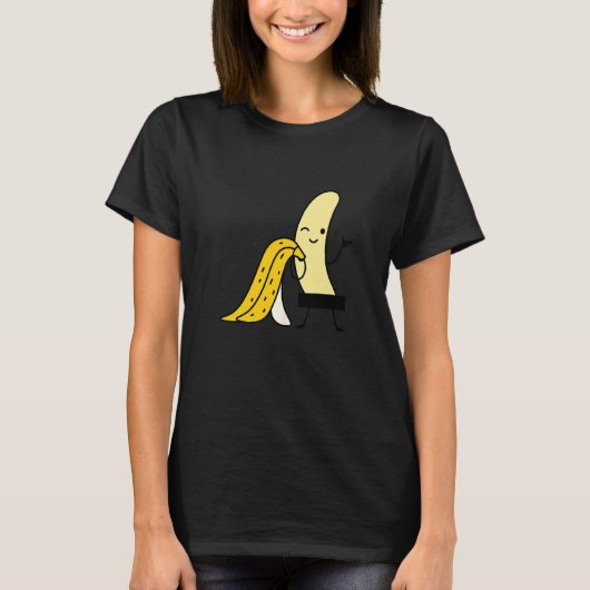 検閲イエローバナナプリントフルーツ Tシャツ (正面)