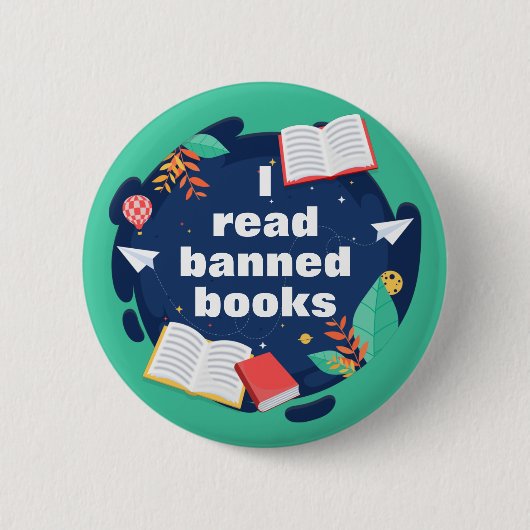 検閲読に反対する本好きを禁止 缶バッジ (正面)