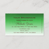 椰子の葉とモノグラムの緑のグラデーションシンプル 名刺 (裏面)
