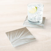 椰子の葉 – 茶丹白 ガラスコースター (アングル)