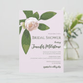 椿とグリーンのシンプルでエレガントなブライズシャワー 招待状 (スタンド正面)