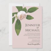 椿と緑のエレガシンプルントウェディング 招待状 (正面)