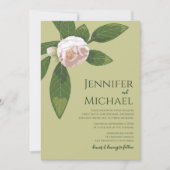 椿と緑のエレガシンプルントウェディング 招待状 (正面)