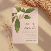 椿と緑のエレガシンプルントウェディング 招待状