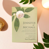 椿と緑のエレガシンプルントウェディング 招待状