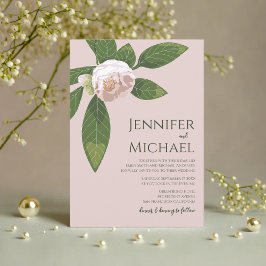 椿と緑のエレガシンプルントウェディング 招待状