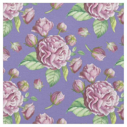 椿のローズガーデンの花 ファブリック (クローズアップ)