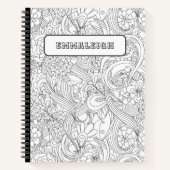 椿の花柄に色を付ける ノートブック (正面)