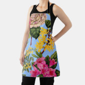 椿、レンギョウ、シャクナゲ、アカシアプリント エプロン (インサイチュ)