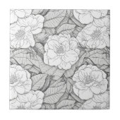 椿（白黒） タイル (正面)