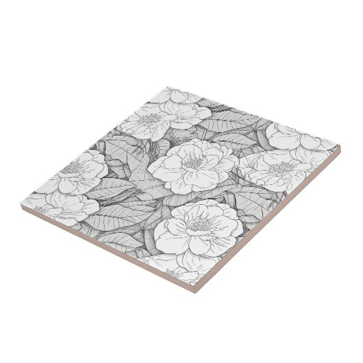 椿（白黒） タイル (側面)