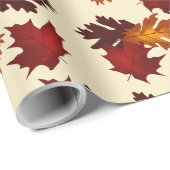 楓とカシの葉葉物紅葉 ラッピングペーパー (ロールコーナー)