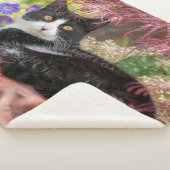 楓の木の下で休む可愛い黒白ネコ –  シェルパブランケット (3/4)