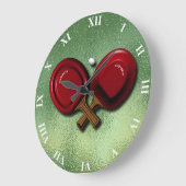 楕円おもしろい球付卓球パドル ラージ壁時計 (傾斜)