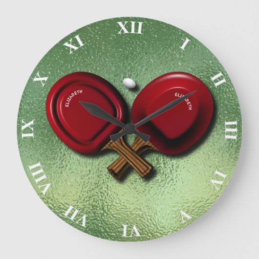 楕円おもしろい球付卓球パドル ラージ壁時計 (正面)