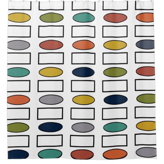 楕円と長方形 シャワーカーテン (正面)