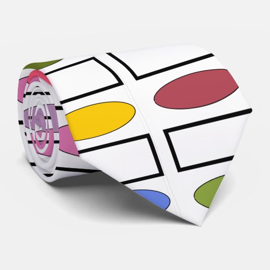 楕円と長方形 – 小さな花園 ネクタイ (ロール)