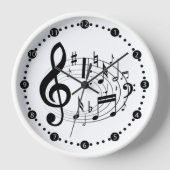 楕円の黒い音符 壁時計 (正面)