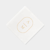 楕円イニシャル結婚のホイル押しナプキン 箔ナプキン (右)