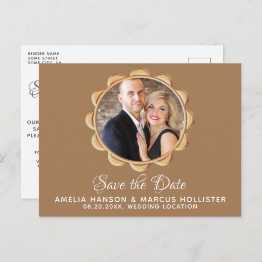 楕円エレガントフレーム日付の写真を保存 案内ポストカード (正面/裏面)