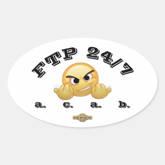 楕円ステッカー「FTP 24/7」 楕円形シール (正面)