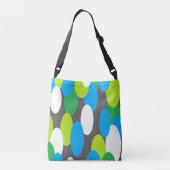 楕円ドットプリント十字体バッグ灰色青緑 クロスボディバッグ (裏面)