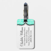 楕円パターンアクア名荷物タグのリンク ラゲッジタグ (裏面縦)