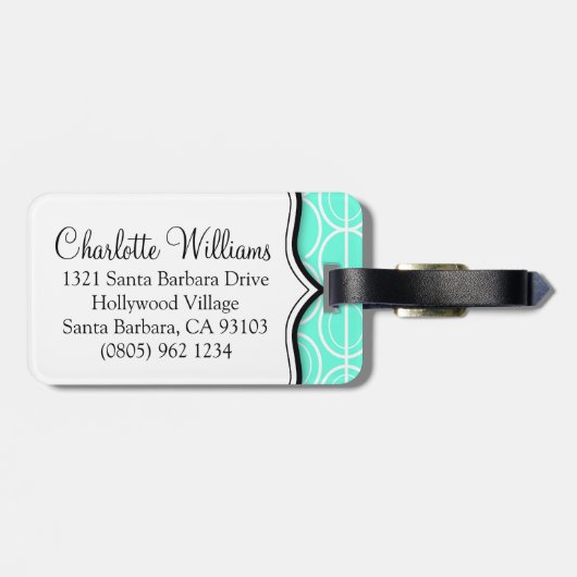 楕円パターンアクア名荷物タグのリンク ラゲッジタグ (裏面横)