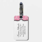 楕円パターンピンク名荷物タグのリンク ラゲッジタグ (裏面縦)