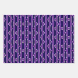 楕円パープルチェーンパターン ラッピングペーパーシート