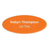 楕円プロフェッショナル名タグNoロゴオレンジ色アクリル 名札 (正面)