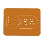 楕円ミニマル日付枠オークレオレンジ結婚ズ マグネット (横)