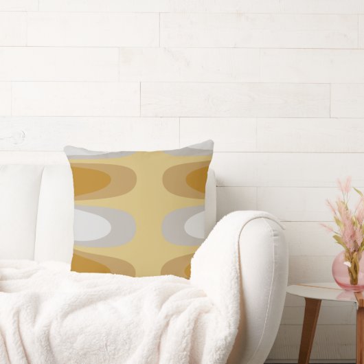 楕円モダン金ゴールドと灰色銀抽象芸術 クッション (ソファ)