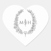 楕円リース結婚の灰色の灰色 ハートシール (正面)