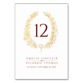 楕円リース葉金ゴールド白色暗赤色文字結婚ズ テーブルナンバー (裏面)