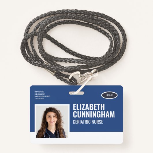 楕円ロゴナース写真名バーコード水平 バッジ (正面ランヤード)