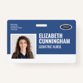 楕円ロゴナース写真名バーコード水平 バッジ (正面)