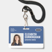 楕円ロゴ ナース フォト 名前 バーコード 横型 バッジ (正面（ネックストラップ付）)