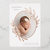 楕円ローレル | ホイル誕生のお知らせ 箔招待状 (正面)