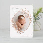 楕円ローレル | ホイル誕生のお知らせ 箔招待状 (立ち正面)