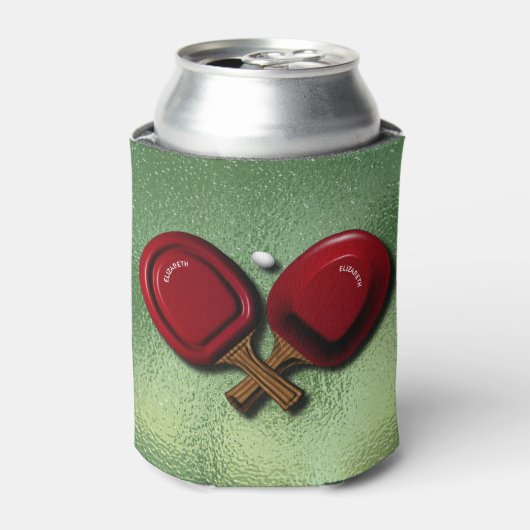 楕円形おもしろいボール付き卓球卓球パドル 缶クーラー (缶正面)