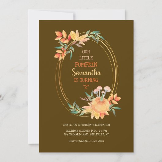 楕円形のかぼちゃのフレーム 背景色をお選びください 招待状 (正面)