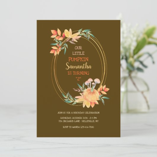 楕円形のかぼちゃのフレーム 背景色をお選びください 招待状 (スタンド正面)