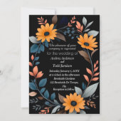 楕円形のひまわりリースのウェディング 招待状 (正面)