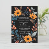 楕円形のひまわりリースのウェディング 招待状 (スタンド正面)