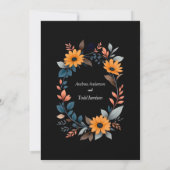 楕円形のひまわりリースのウェディング 招待状 (裏面)