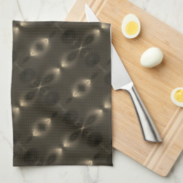 楕円形のシルキー反復'無限シンボル'、セピア キッチンタオル