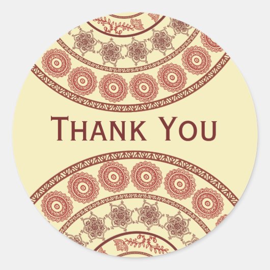 楕円形のステッカーを結婚するインドのHenna Mehndi ラウンドシール (正面)