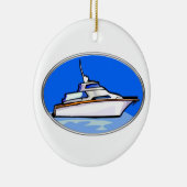 楕円形のヨット セラミックオーナメント (右)