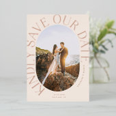 楕円形の写真フォイル付き日付を保存カーブ 箔招待状 (立ち正面)